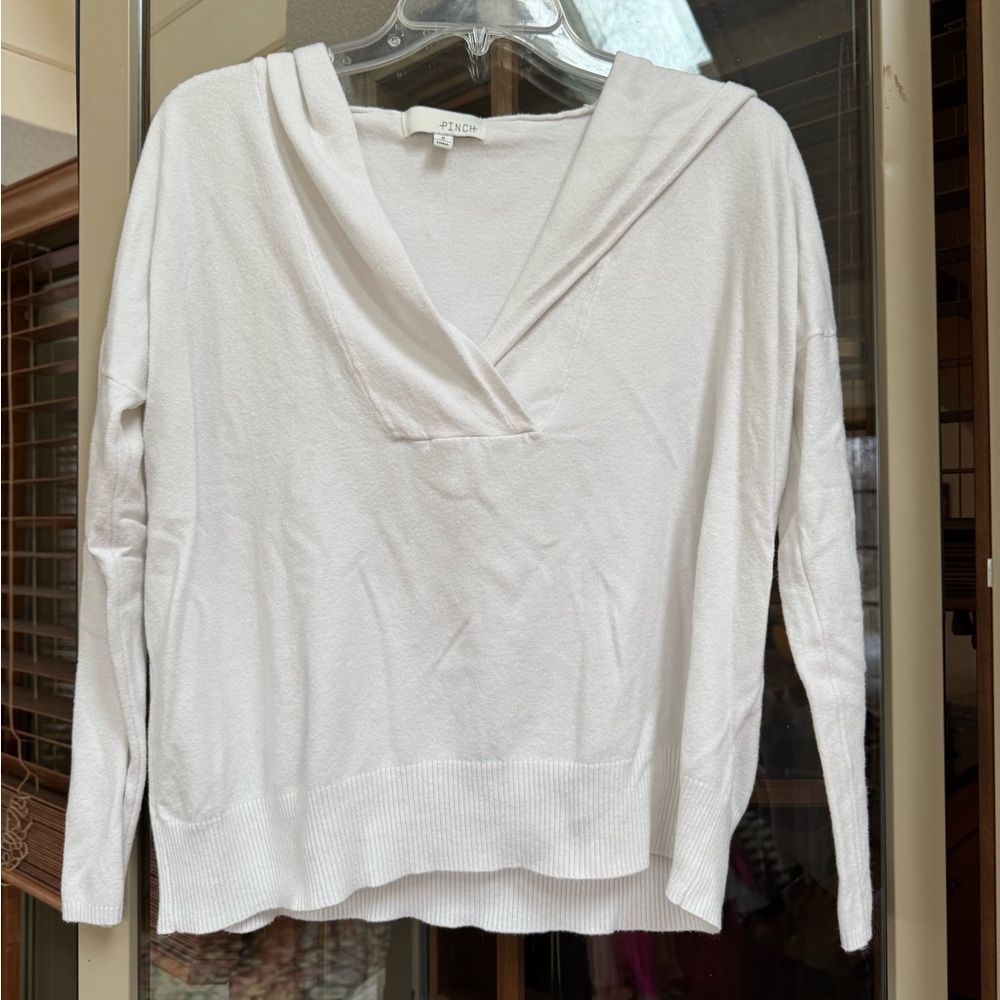 Pinch White Relaxed Hoodie Sweater